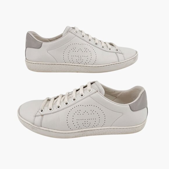 Gucci Interlocking GG Ace Sneakers Size 37 US 7 White Leather Low Top Logo Shoe - Picture 7 of 13